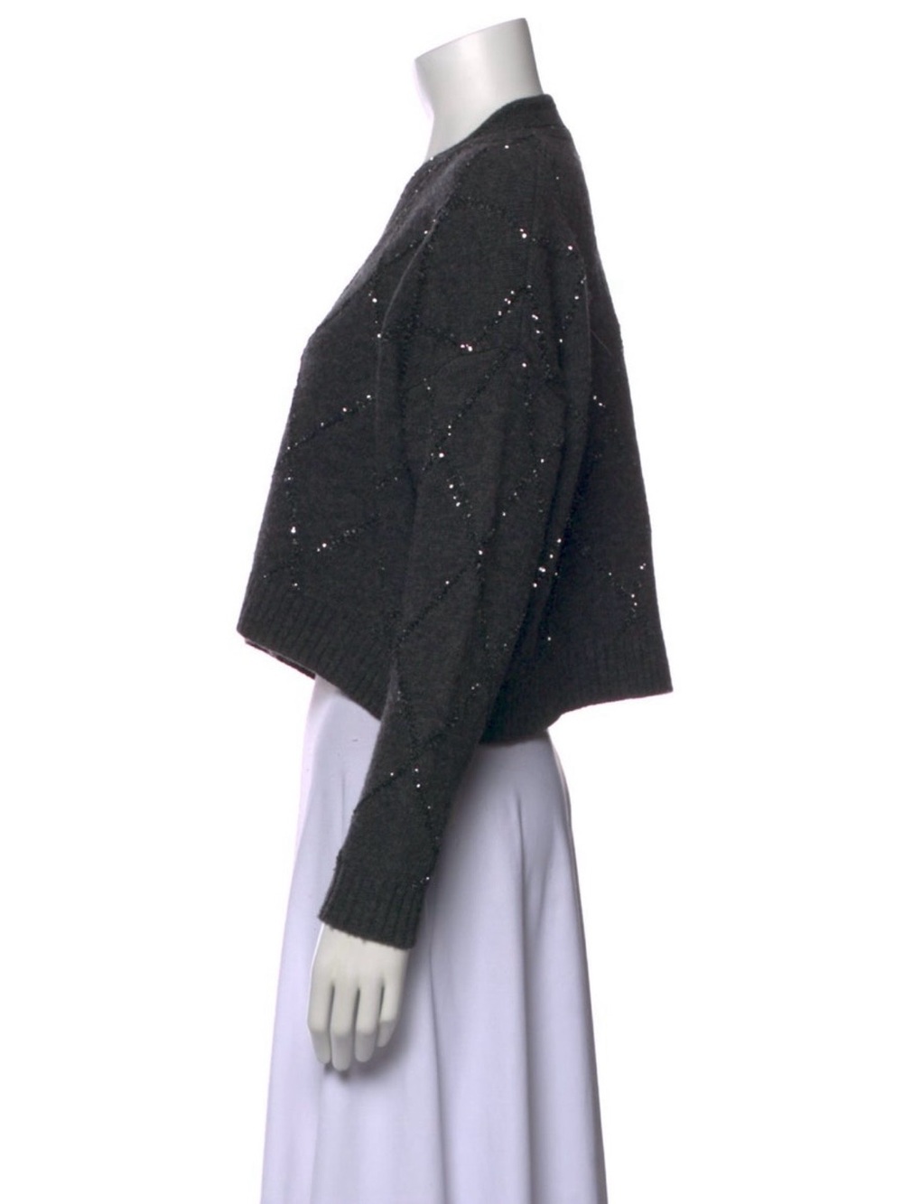 Christian Lacroix Wool V-Neck Boxy Sweater Cardigan with Embellishments. size S - Picture 4 of 11